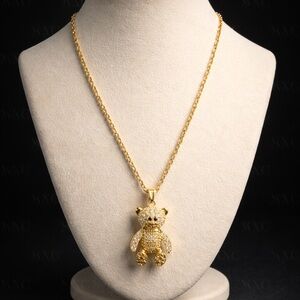Gold Teddy Bear Pendant Necklace